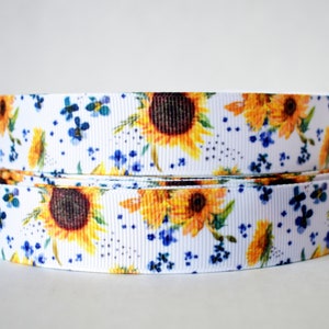 Ruban gros grain Tournesols Largeur au choix