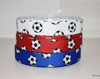 Soccer 7/8" Grosgrain Ribbon You Choose