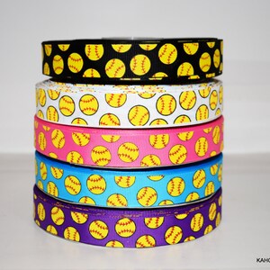 Softball Ink 7/8 Grosgrain Ribbon You Choose Color image 4