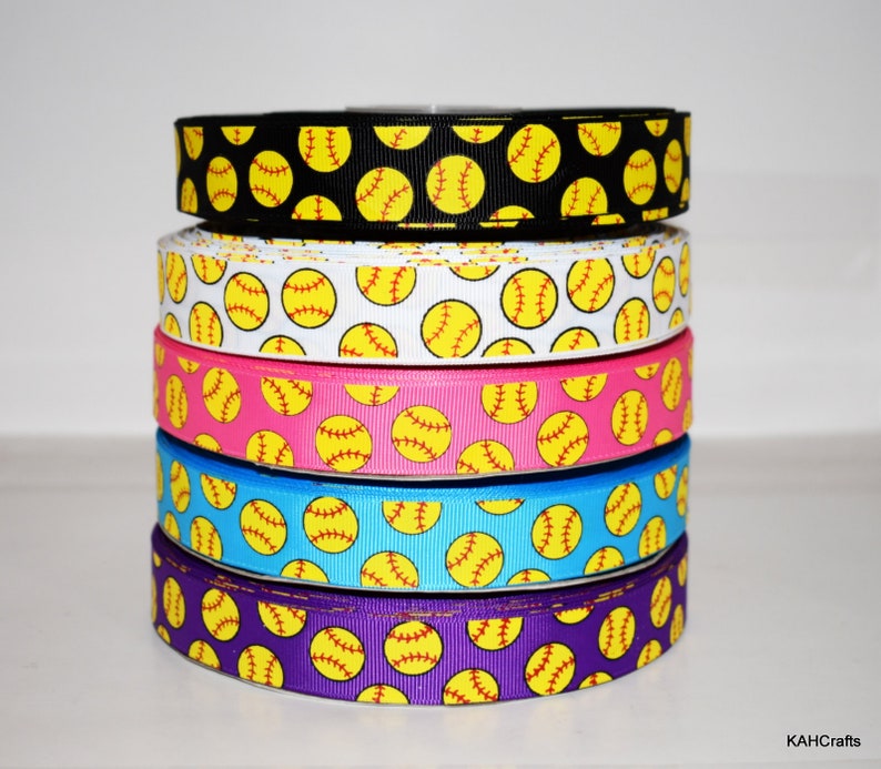 Softball Ink 7/8 Grosgrain Ribbon You Choose Color image 4