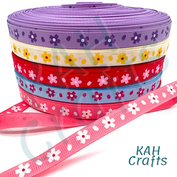 Little Flower 3/8" Grosgrain Ribbon You Choose Color