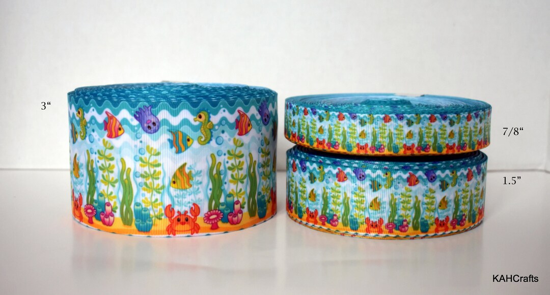 Tropical Fish Salt Water Coral Ocean Grosgrain Ribbon You Choose Width ...