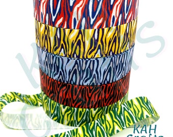 Colorful Zebra/Tiger Print 1" Grosgrain Ribbon You Choose*