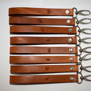 Alabama, Florida. Georgia, Kentucky, Mississippi, North Carolina, South Carolina, Tennessee State USA Genuine Leather 6" Key Fob You Choose