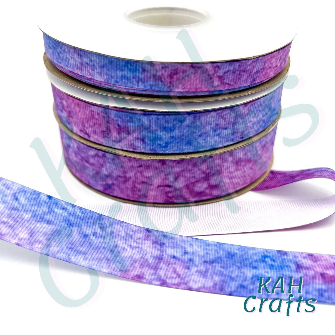 USDR Purple Blue Color Splash Variation Watercolor Grosgrain Ribbon You ...