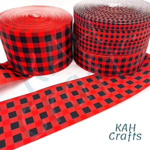 Nastro grosgrain scozzese rosso nero Buffalo a scelta larghezza