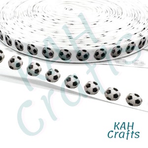 Soccer Balls Sport Football 3/8&quot; Grosgrain Ribbon