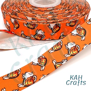 Beer Stein Barrel 7/8" Grosgrain Ribbon