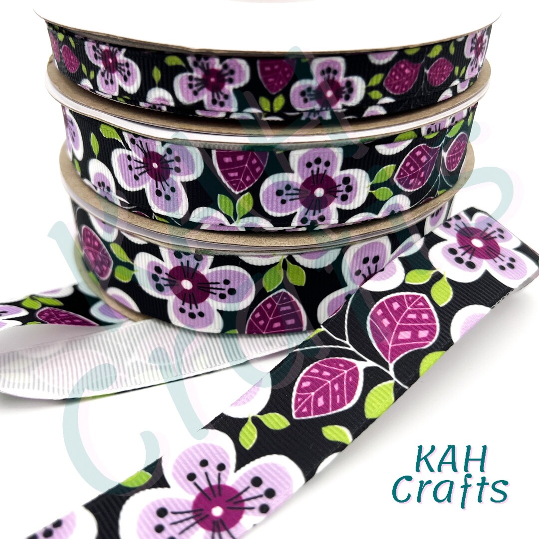 Puce Ribbon Purple Flower Grosgrain Ribbon You Choose Width - Etsy