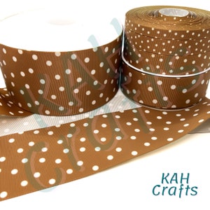 USDR Tan White Dots Ripsband Sie wählen die Breite