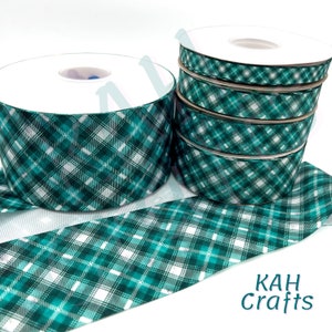 USDR Green Plaid Wizard Hat Books Broom Grosgrain Ribbon You Choose Width