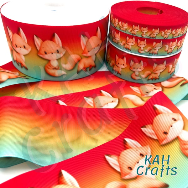 USDR Foxy Fox Animal Ombre Grosgrain Ribbon You Choose Width