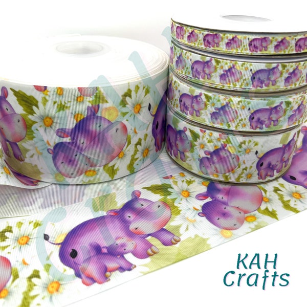 Hippos Daisy Flower Grosgrain Ribbon You Choose Width *