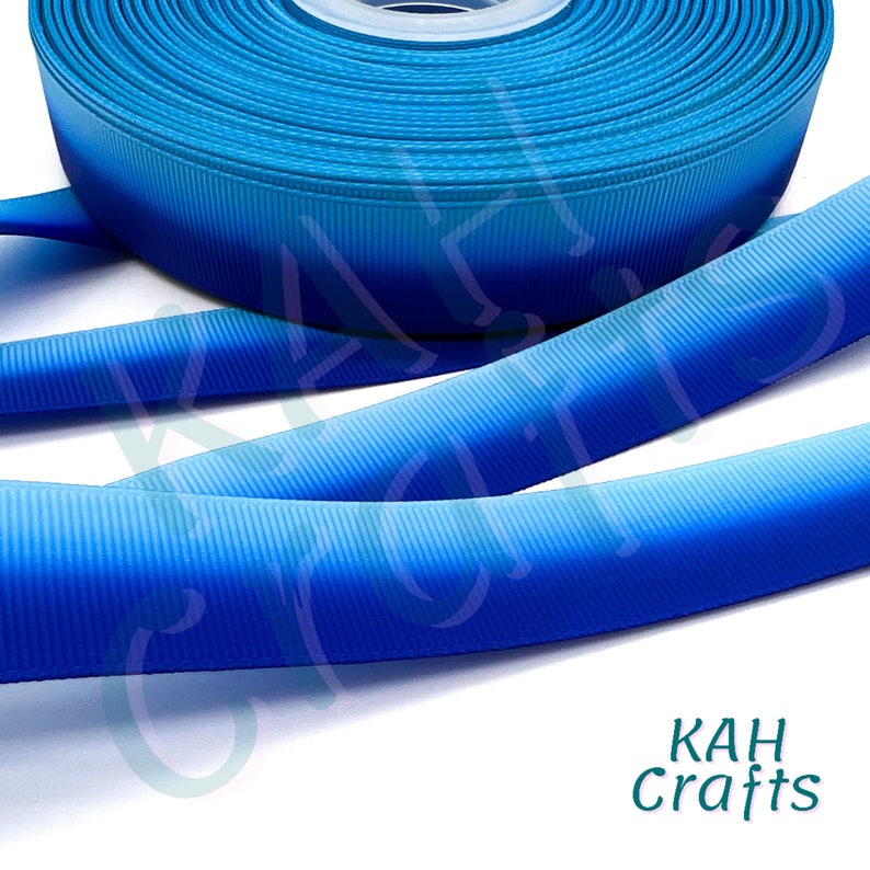 USDR Blue Sky to Royal Ombre Color Fade Grosgrain Ribbon You Choose ...