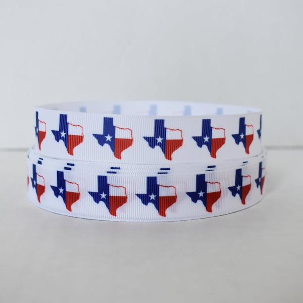 Texas State Flag Star Love 7/8" Grosgrain Ribbon