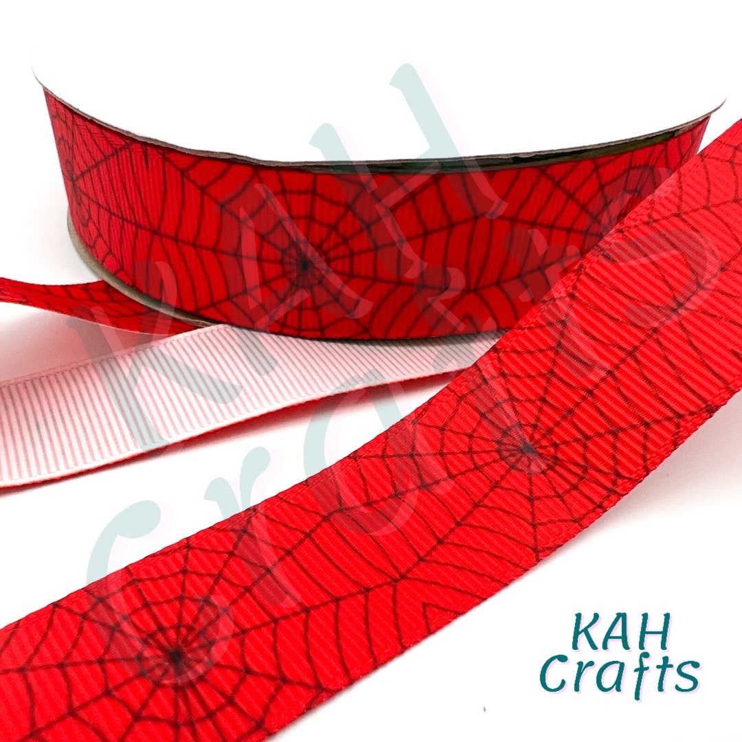 Spider Ribbon Red Spiderweb 7/8