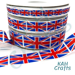 United Kingdom UK British Flag Grosgrain Ribbon You Choose Width