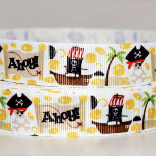 Pirate Ship Ahoy 7/8" Grosgrain Ribbon