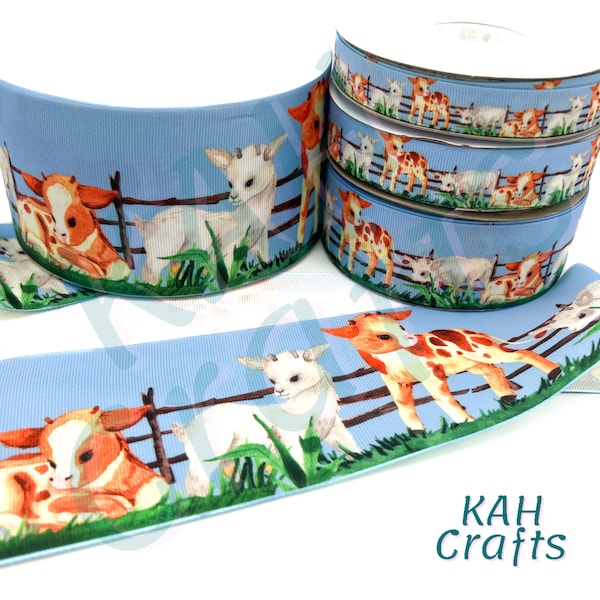 USDR Goats Farm Country Baby Grosgrain Ribbon You Choose Width