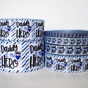 Papa ist mein Held Polizei blau Abzeichen Ripsband Sie wählen Band