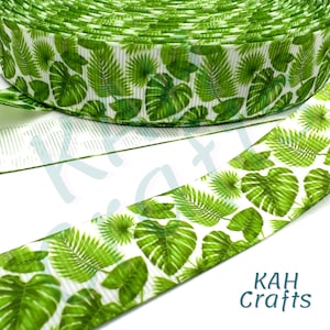 Ruban gros-grain 7/8 po. Feuilles banane tropicale verte