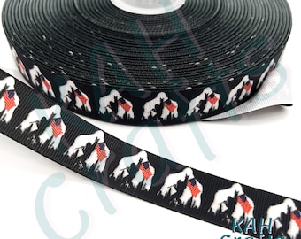 USDR Big Foot Flag Mountains 7/8" Grosgrain Ribbon