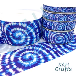 Nastro grosgrain tie-dye blu viola bianco Scegli la larghezza