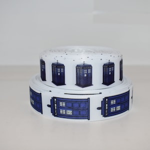 Police Box Phone Booth 7/8&quot; Grosgrain Ribbon You Choose