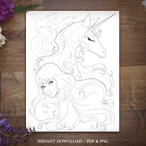 The Last Unicorn Inspired Coloring Page