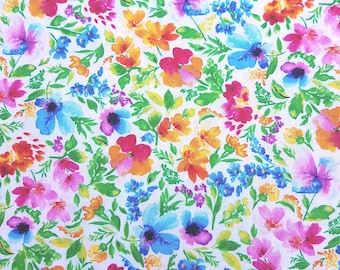 Spring Floral Cotton Blend Fabric by the yard