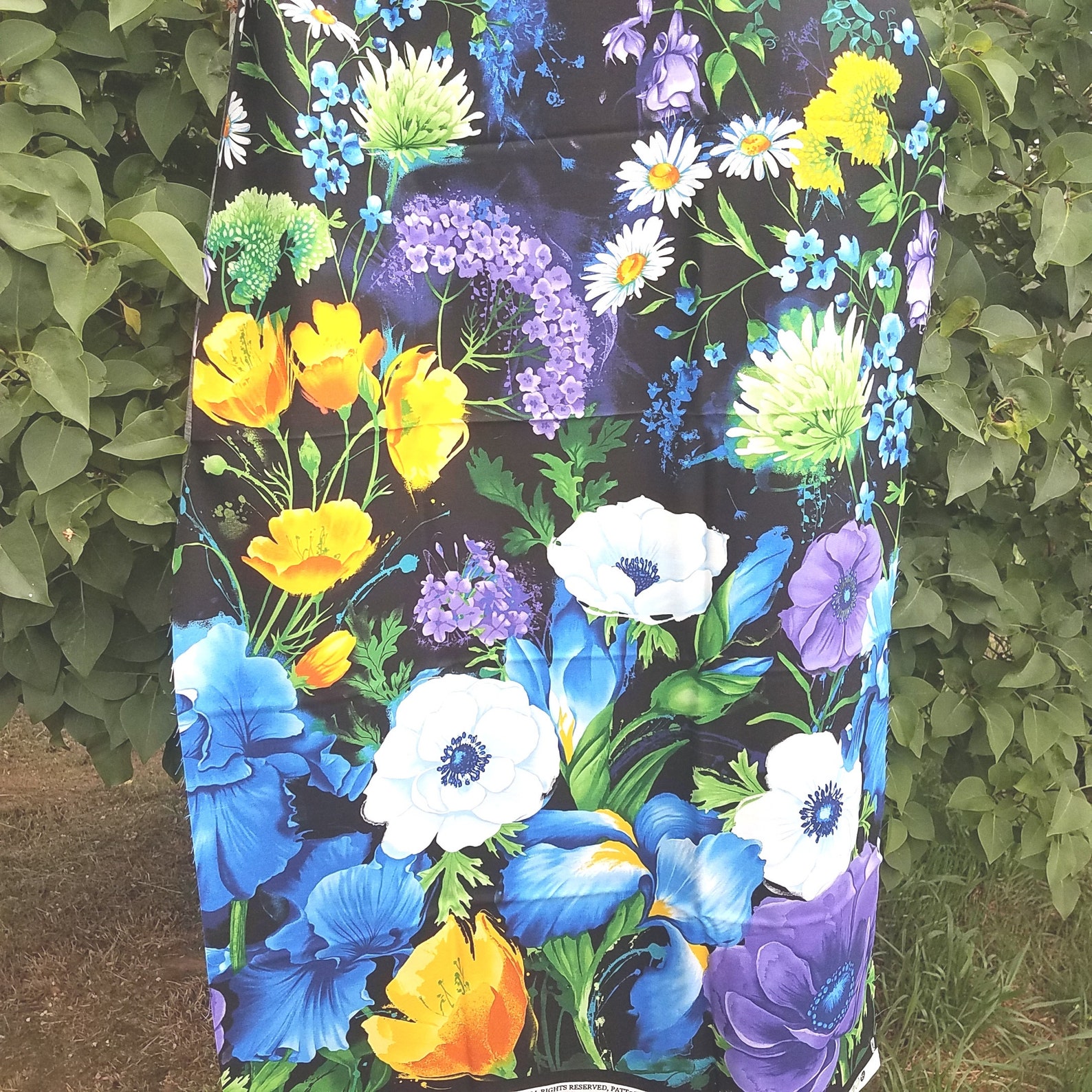 Floral Fabric Panel Chong A Hwang Design Bold Floral Border Etsy