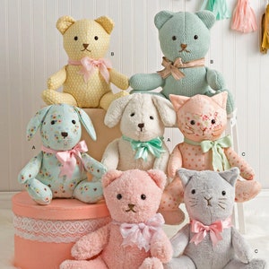 Dog, Cat, Bear Patterns, 14 Inch Stuffed Animals, Childrens Stuffies, Animal Stuffed Toys, Kwik Sew 4392, Very RARE NEW OOP Pattern - NP2267