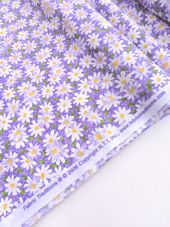 Floral Fabric by the Yard, Pattern of Ornamental Summer Daisies