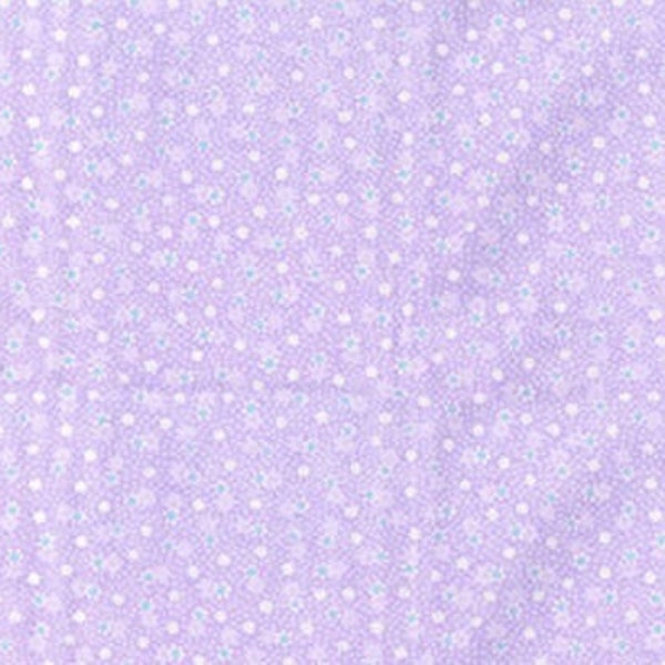 Floral Fabric, Purple Daisy Fabric, Small Daisy Print, White Daisies on Lavender, NEW OOP Fabric Off the Bolt BTHY - 1/2 Yard - NF4984