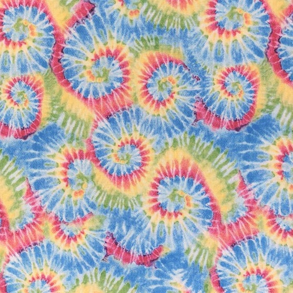 Pastel Tie Dye Swirl Fabric, Light Blue Green Yellow Pink Swirls, Happy Fabric, NEW OOP Fabric Off the Bolt BTHY - 1/2 Yard - NF2325