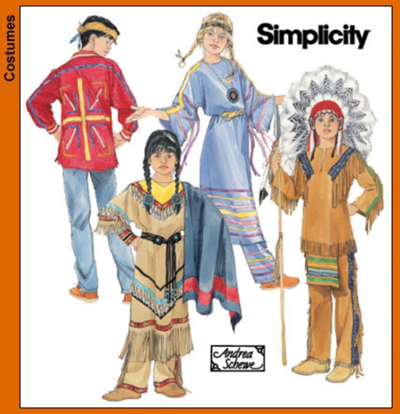 Young Native American Childrens Dress Costume Pattern, Andrea Schewe ...