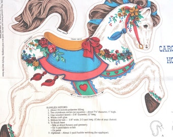 Carousel Horse Fabric Panel, Vintage Stuffed Horse or Applique, One RARE OOP Vintage Fabric Panel - FP2872