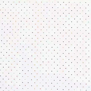 May include: A white fabric featuring a repeating pattern of small, evenly spaced black dots. The surface is clean and uniform, displaying a simple geometric design with consistent dot placement across the entire visible area of the material.