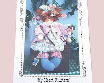 Vintage Raggedy Doll Girl Pattern, Stuffed Doll, My Heart Flutters by Sewn from the Heart, CUT OOP Pattern - DP0560