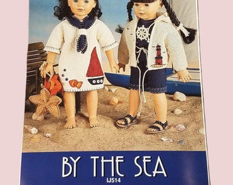 Beach Wear 18 Inch Doll Clothes Patterns, Sailor Dress, Windbreaker, Indygo Junction, RARE UNCUT OOP Vintage Pattern - DP6385