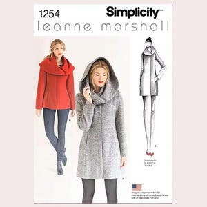 Hooded Coat Jacket Pattern, Leanne Marshal Design, Simplicity 1254, Misses 4-12, UNCUT Pattern - UP6051