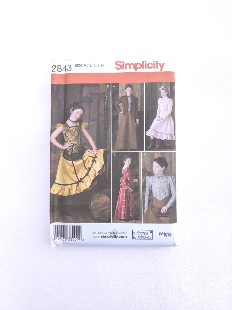 Teens Costume Pattern Costume Pattern CP1195 Old West 1800s Costumes Little House on the Prairie Simplicity 2843 Audrea Schewe
