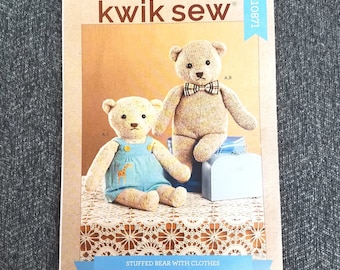 Memory Bear Pattern, Large Bear with Clothes, 21 and 1/2 Inch Bear, Kwik Sew 4389, Elaine Heigl Design, RARE NEW OOP Pattern - NP2268