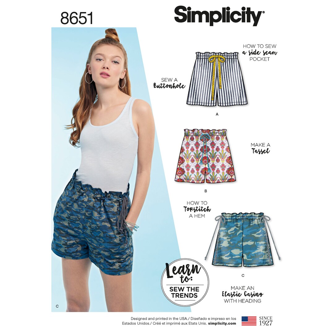 Draw String Shorts Pattern, Pull on Shorts, Summer Wear, Learn to Sew ...