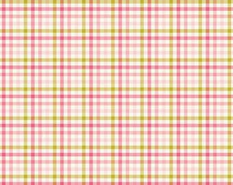 Spring Summer Pink Plaid Fabric, Multi Color Pastel Gingham, Adel - Sandy Gervais, Riley Blake, New OOP Fabric BTHY - Per HALF Yard - NF5316