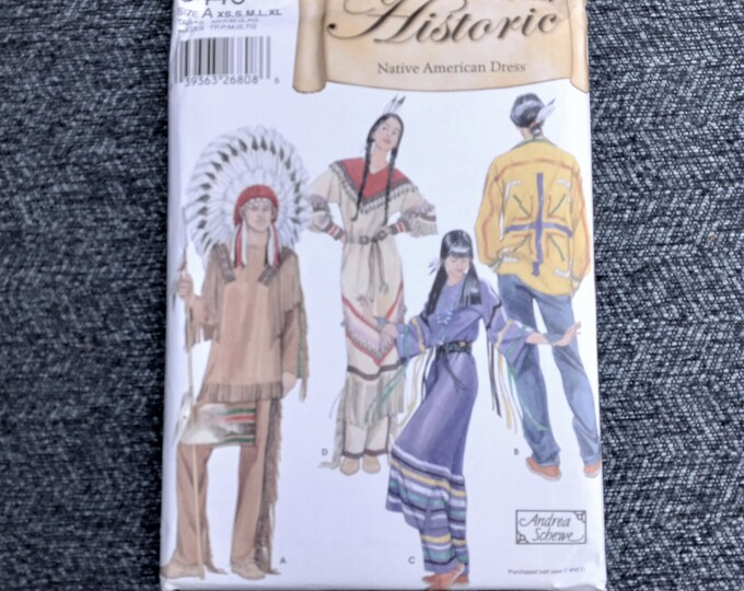 Costume Pattern, Native American Adult Dress, Andrea Schewe Design, Simplicity 5446, UNCUT Very ...