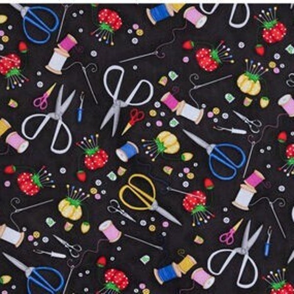 Sewing Tools Notions Fabric, Quilting Room, Craft Apron, Sewing Machine Cover, Sew Studio Fabric, NEW Fabric BTHY - 1/2 Yard - NF4505