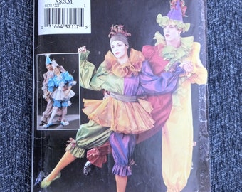Costume Pattern, Clown Jumpsuit Skirt, Ruffled Collars Hats, Dance Theatre Clowns, Butterick P378, XS S M, OOP Vintage Pattern - VP2857