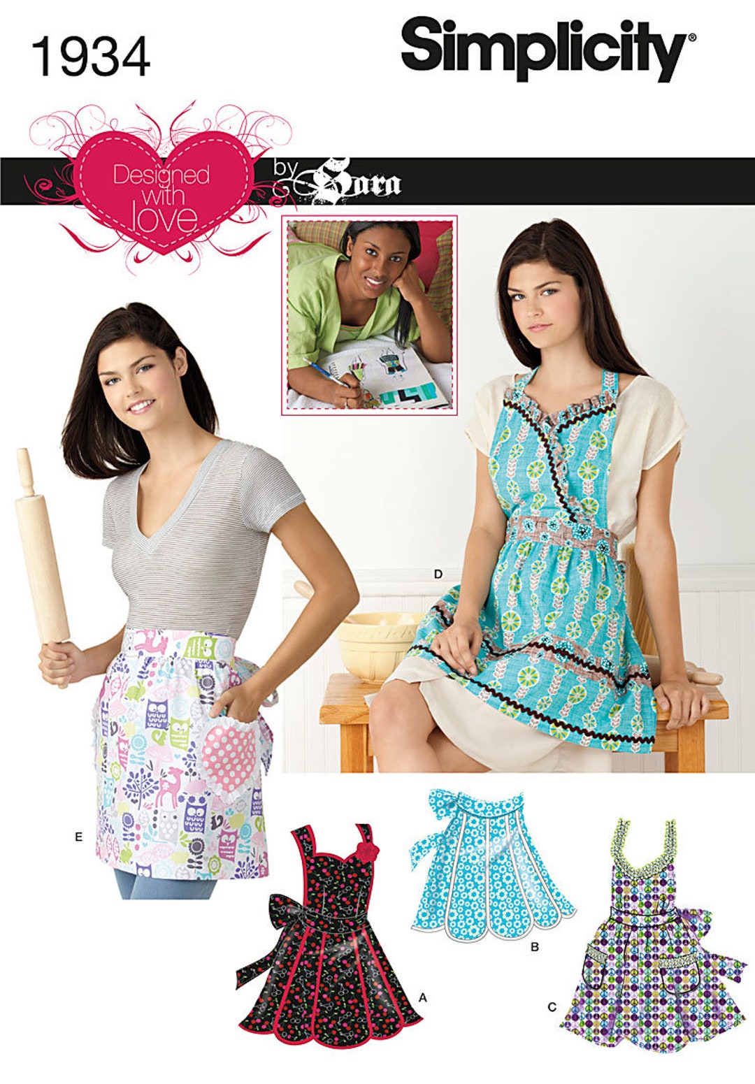 Vintage Style Apron Pattern, Half and Full 5 Feminine Style Aprons ...
