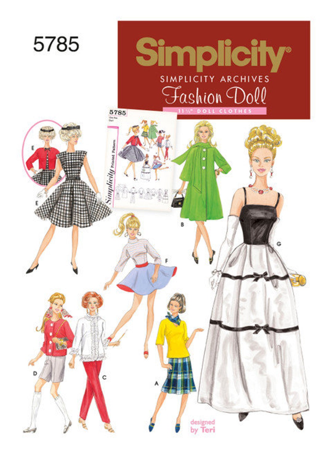 Doll Clothes Pattern, 11 and 1/2 Inch Fashion Doll Wardrobe, Simplicity ...